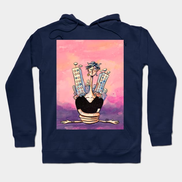 Trapped watercolor Hoodie by Hoda Hefzy 